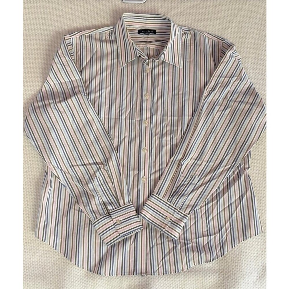 Lands' End Multi-Color Striped Button Down Shirt Size 16